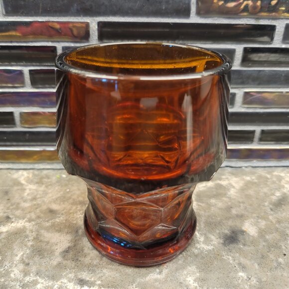 VINTAGE ANCHOR HOCKING GEORGIAN HONEYCOMB AMBER 5" JUICE GLASSES 1970s SET OF 4 - Picture 8 of 11